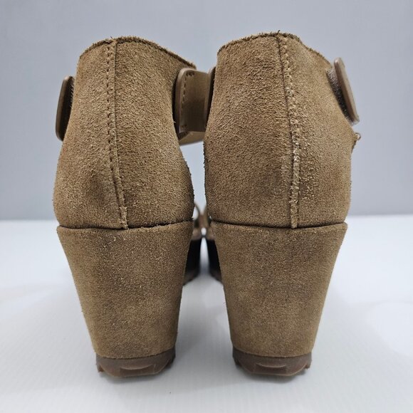 Pedro Garcia Fidelia Platform Wedge Sandal Womens EU 38.5 Brown Brass Suede - Picture 10 of 14